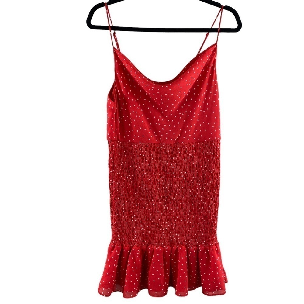 Lush Minnie Mouse Bounding Red Polka Dot‎ Smocked Waist Chiffon Mini Dress Sz S